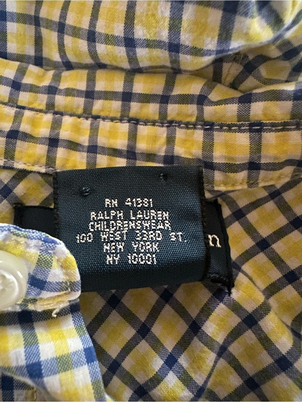 Ralph Lauren Baby Boy 12M Yellow Blue Plaid Cotton Shortall Romper